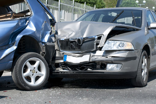 two cars in a wreck